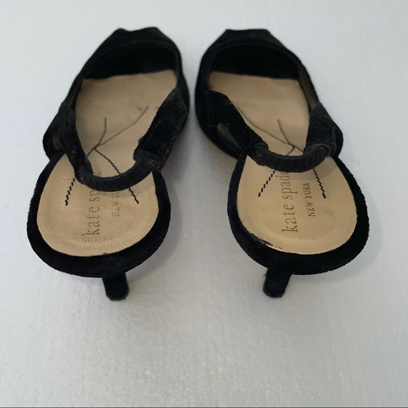 Kate Spade Black Velvet Peep Toe Heels Size 7 - Picture 2 of 12